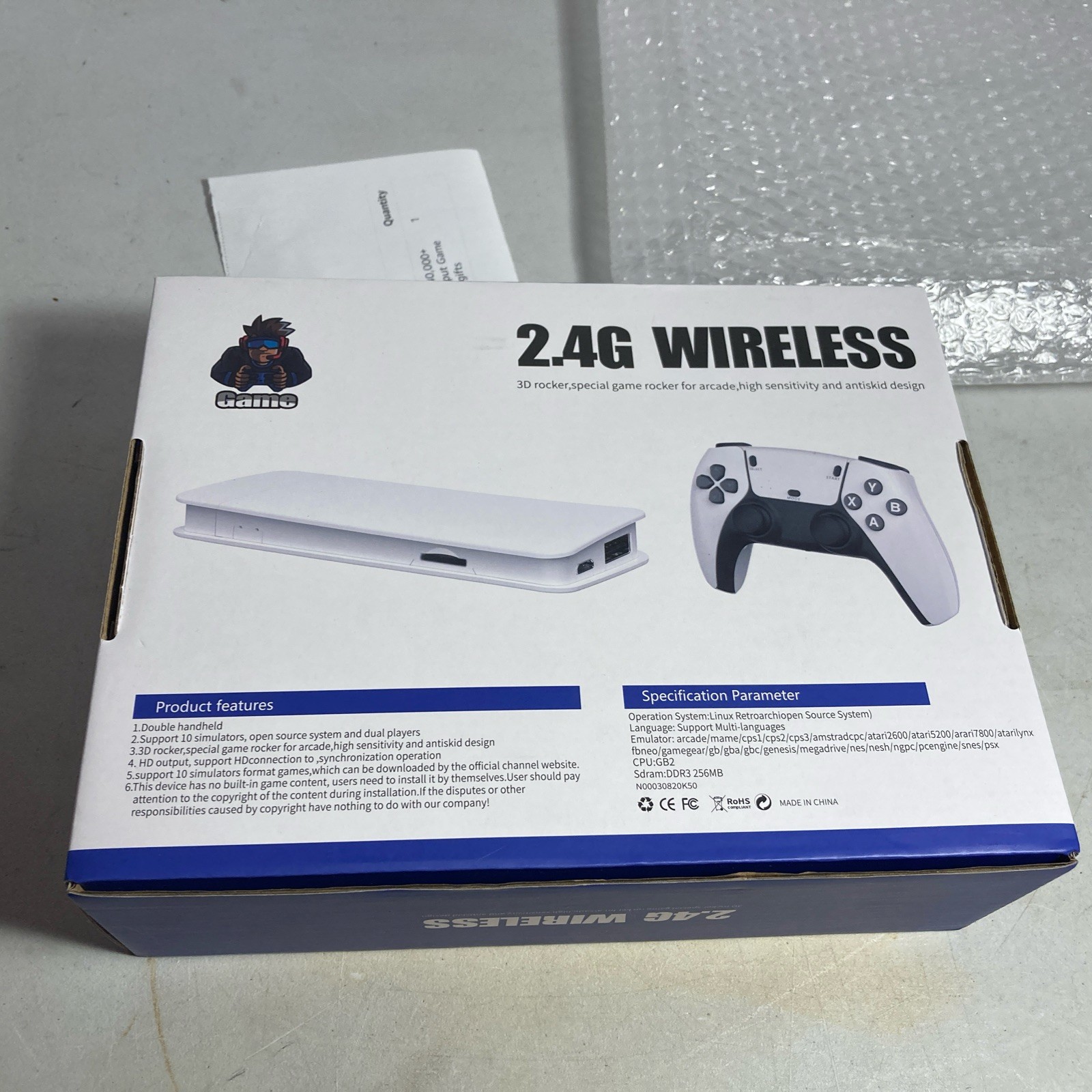 Game 2.4G Wireless Controller Set w/ Receiver, Built-in Games, White/Black