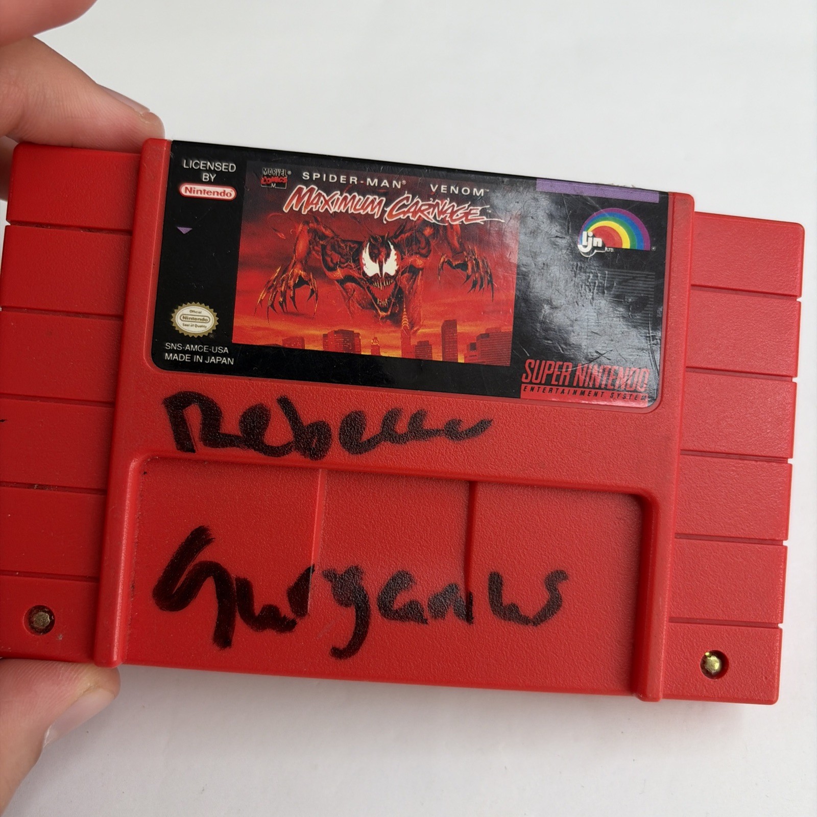 Spider-Man Venom: Maximum Carnage (Super Nintendo SNES, 1994) Red Cartridge