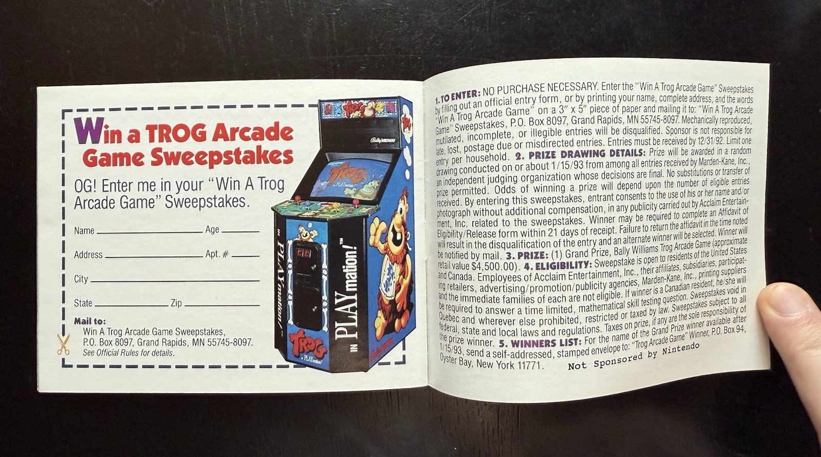 Trog! MANUAL ONLY (Nintendo, NES 1991) Combine Shipping on Multiple