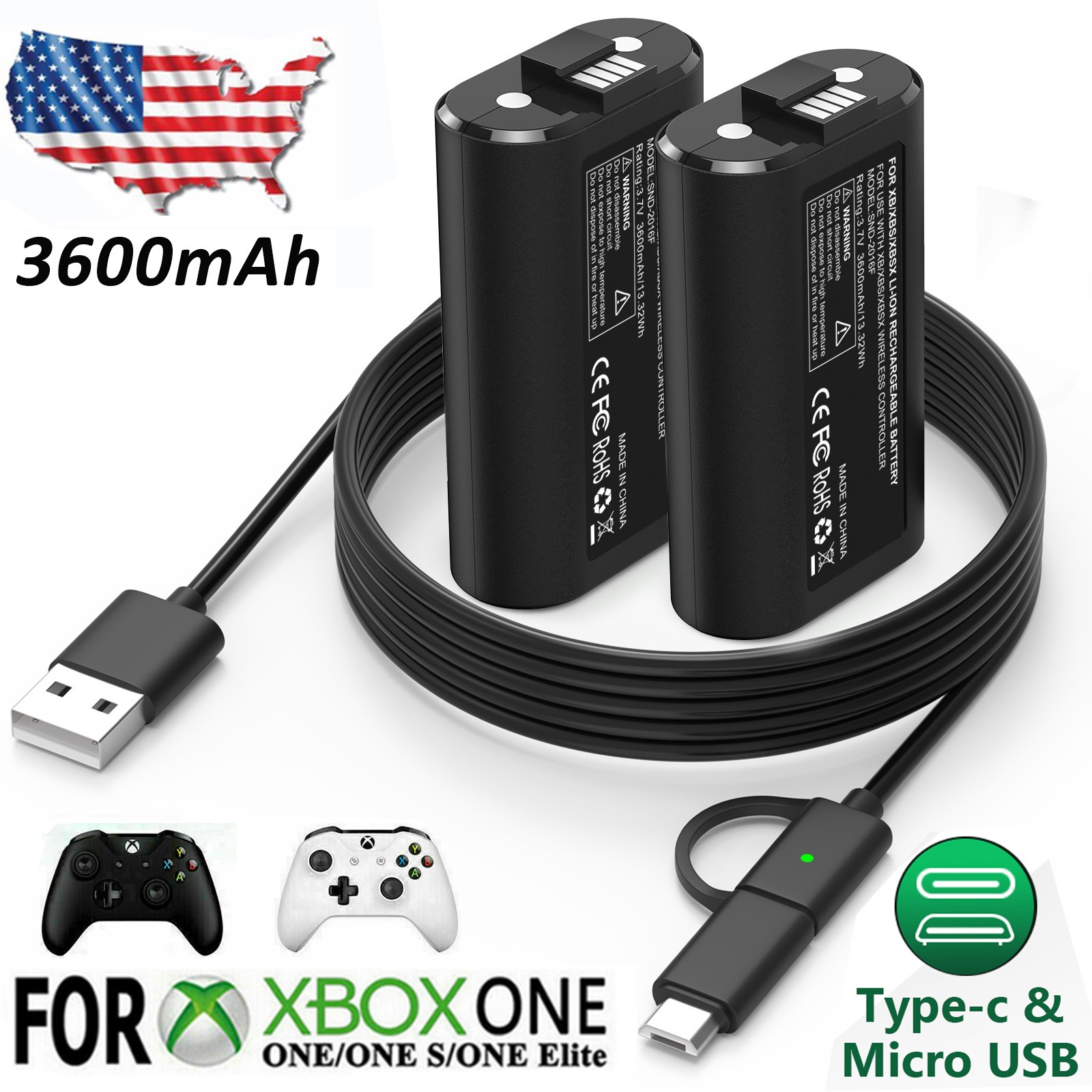 Rechargeable Battery Pack for Xbox One X|S Xbox Series X|S +Battery Charger Cord