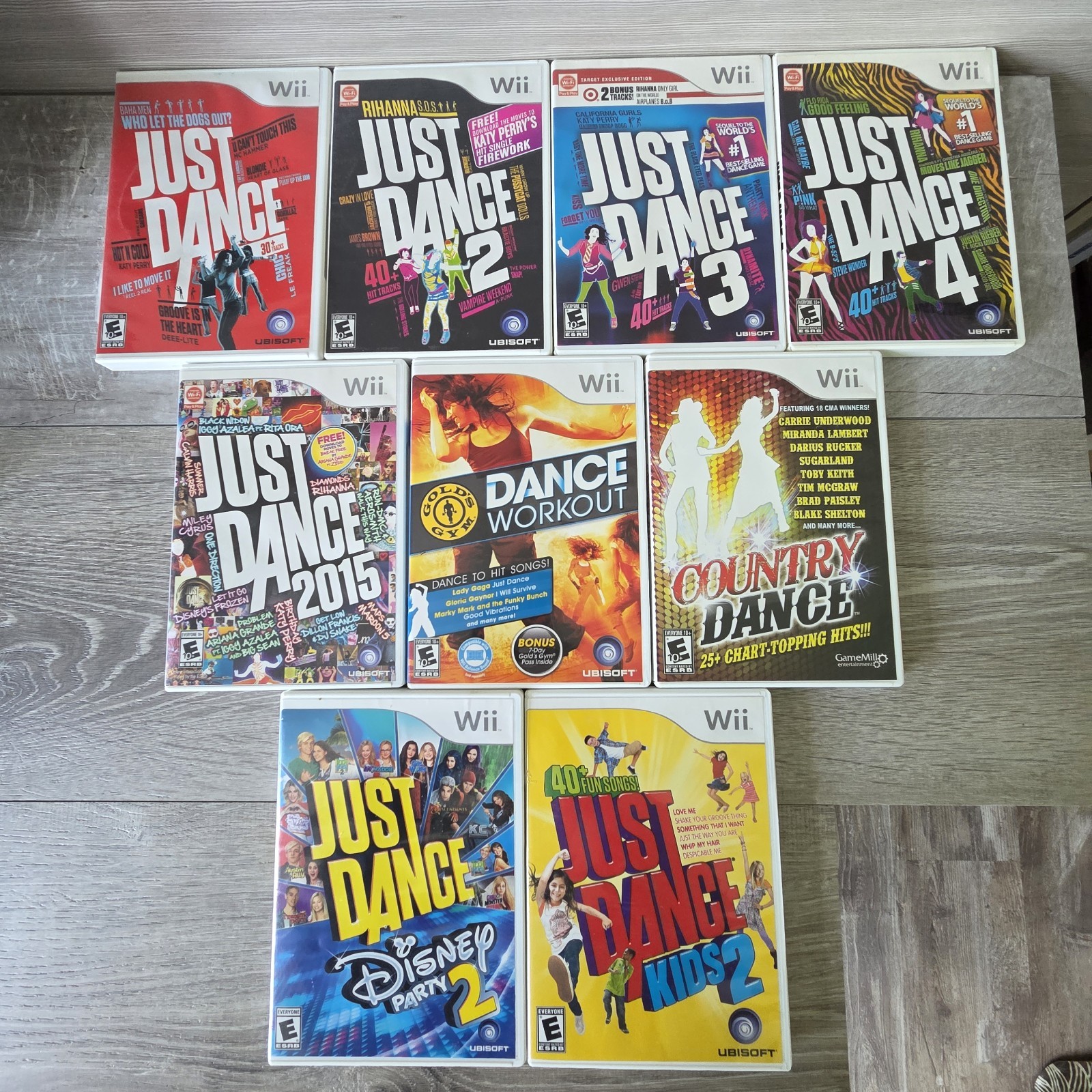 Nintendo Wii Just Dance Lot 9 Games 1 2 3 4 2015 Country Kids Disney Party