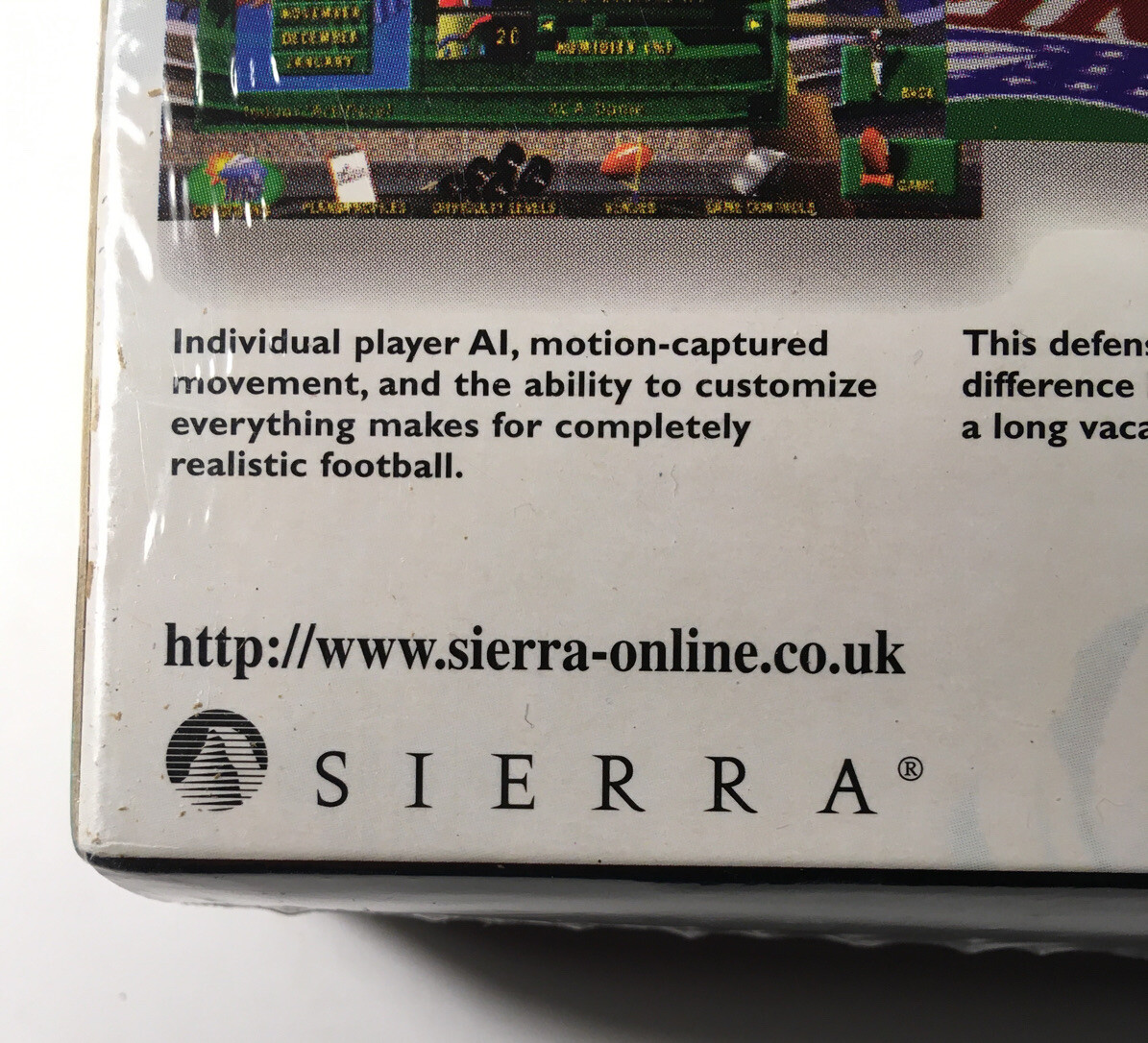 Sierra Sports Football PRO ’98 Windows 95 CD-ROM Vintage Big Box Software CIB