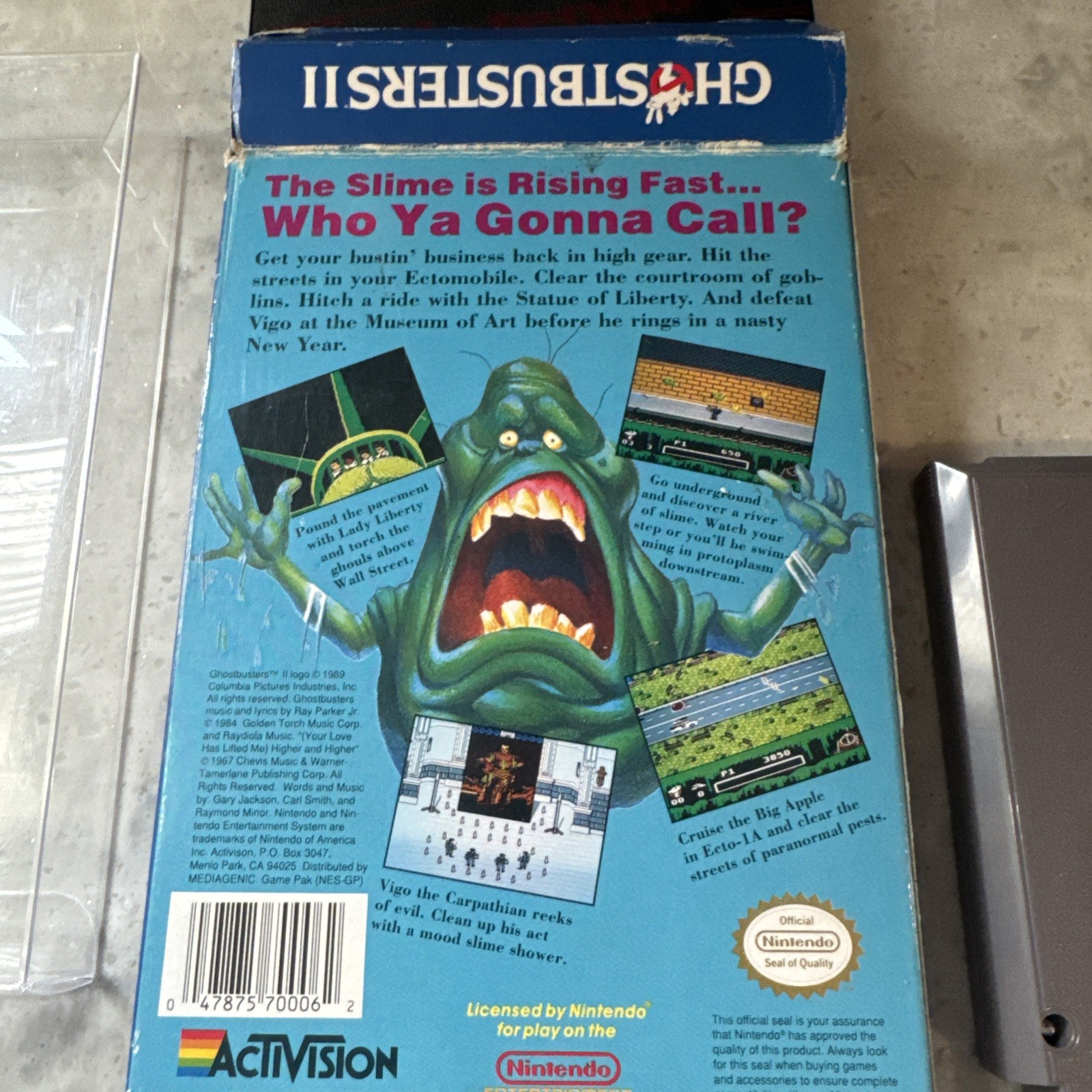 1990 Activision Nintendo Ghostbusters II 2 Works w/ Case & Manual Fast Ship