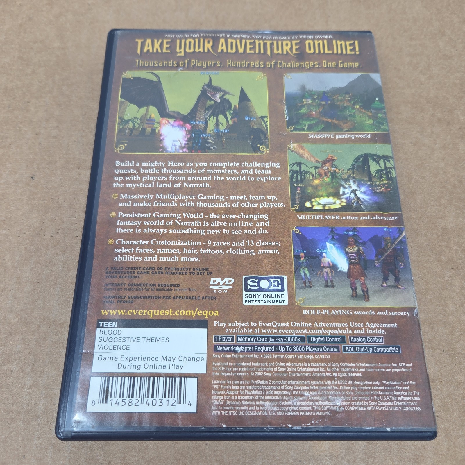 Everquest Online Adventures PS2 PlayStation 2 – Complete CIB