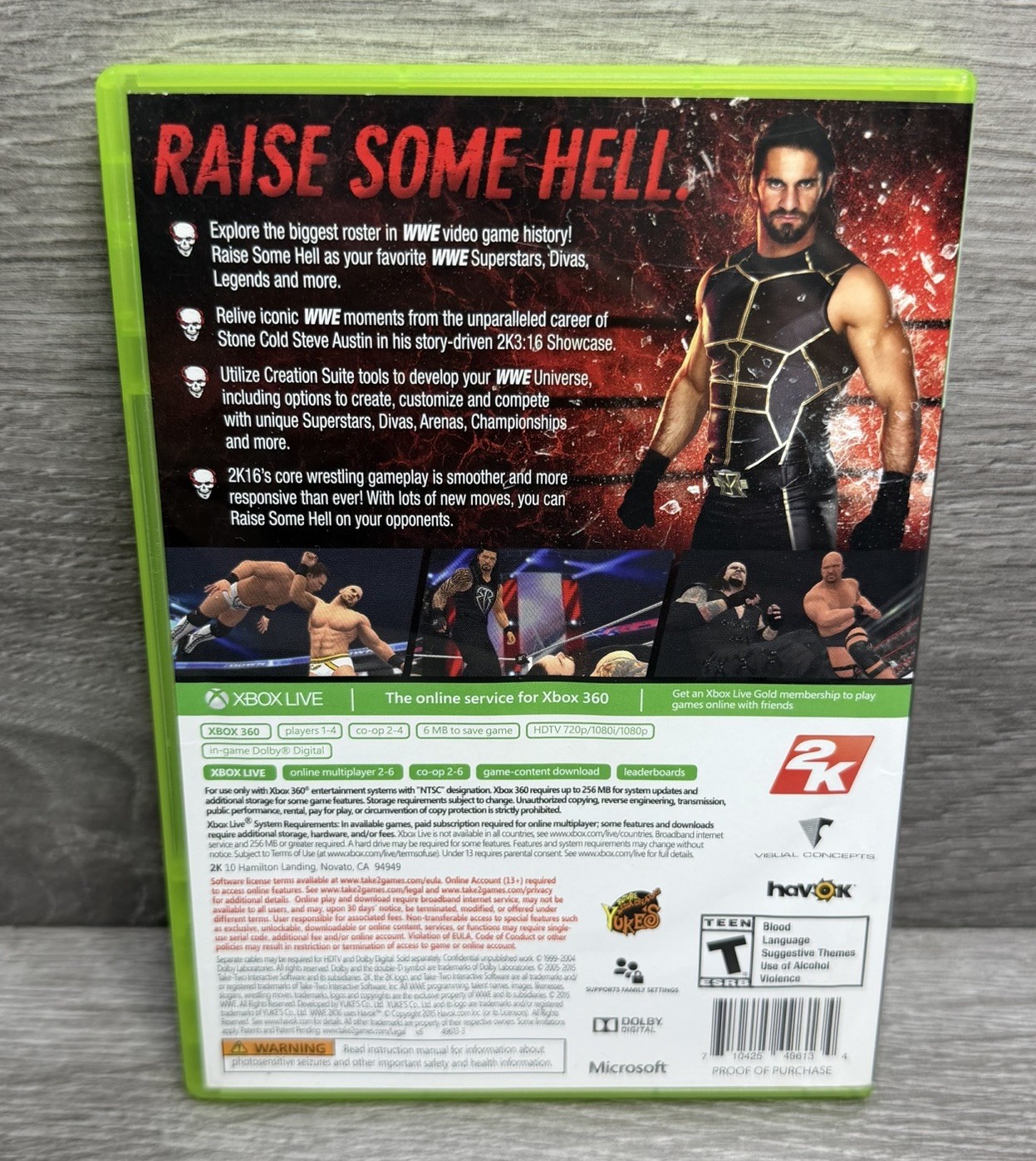 WWE W2K16 VG Refurb + 1yr Warranty NO MANUAL Xbox 360 WWF