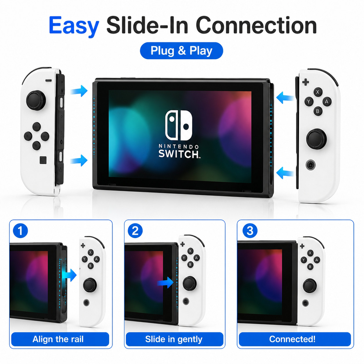 Wireless Joypad Controller Pair for Nintendo Switch L/R Motion Control White