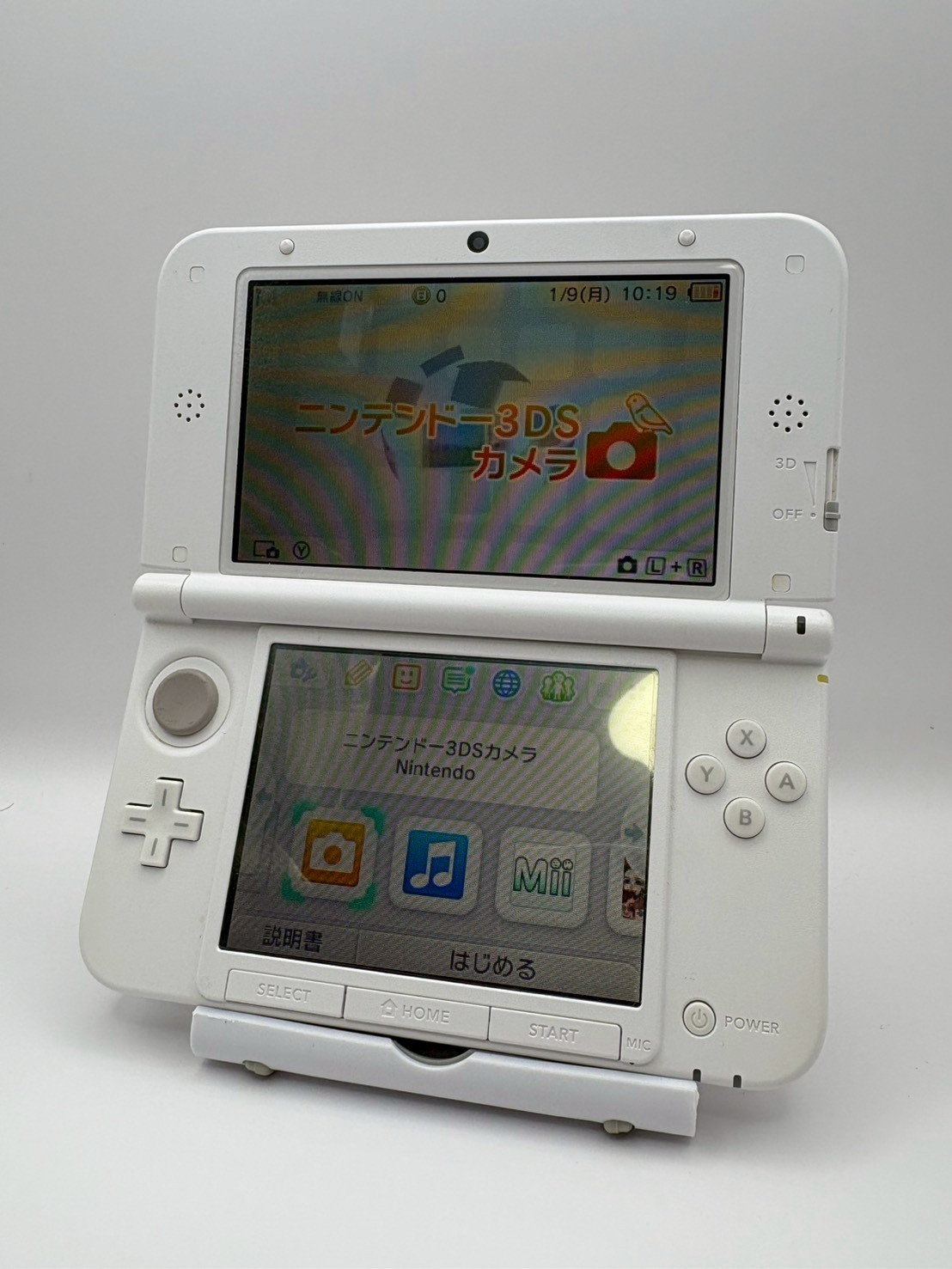 Nintendo 3DS LL White Handheld Console Tested w/ 4GB SD Card Stylus Japan