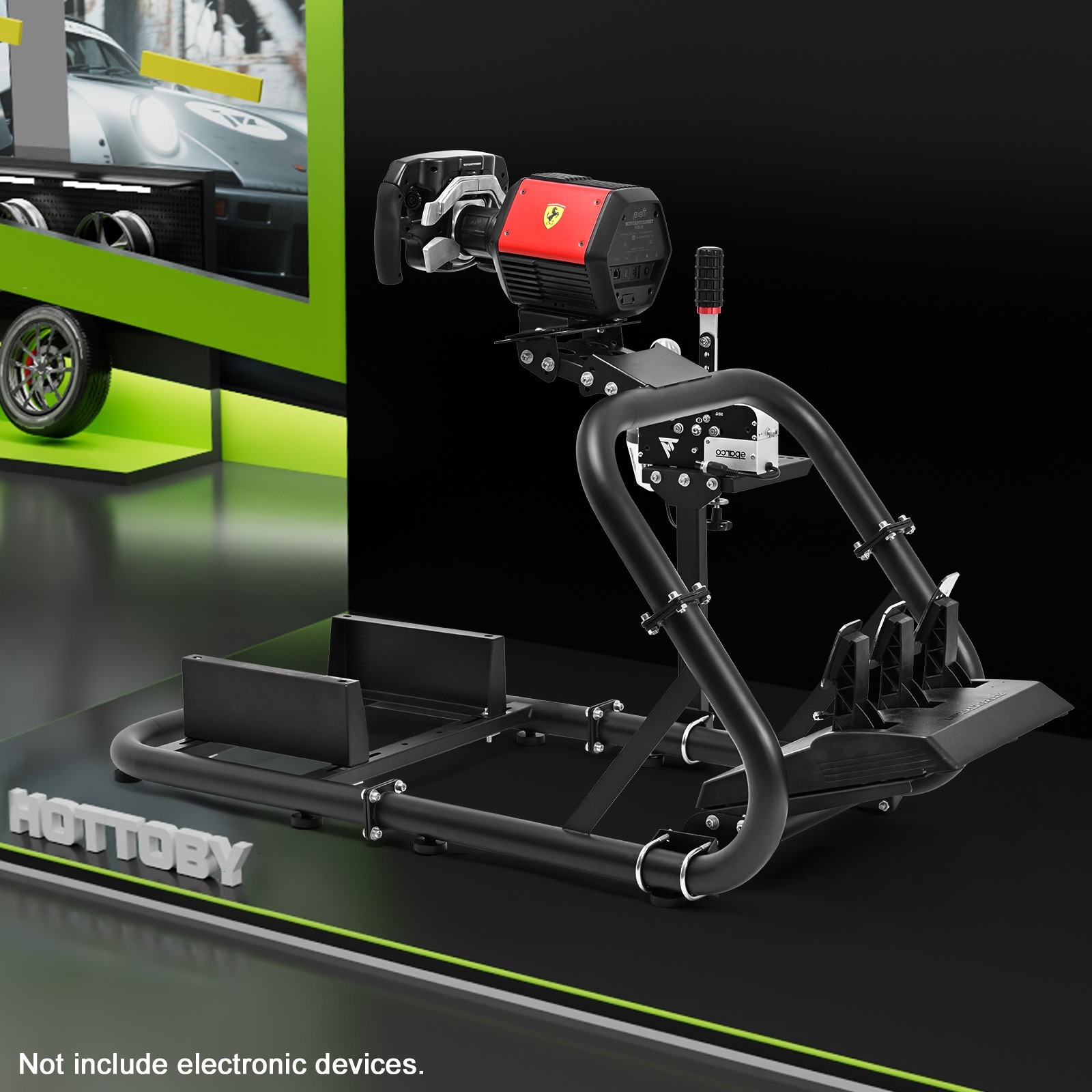 Hottoby Racing Simulator Cockpit Round Tube With Seat&TV Stand Fits For Logitech