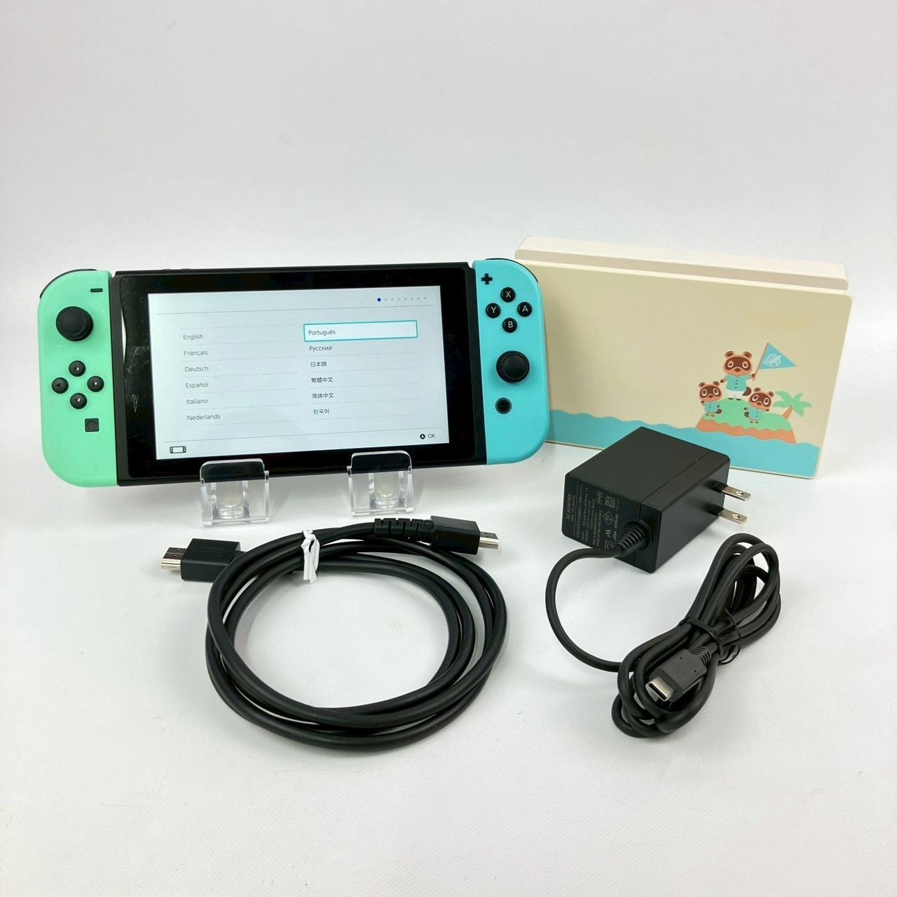Nintendo Switch Animal Crossing HAC-001(-01) Console & Joy-Con AC Adapter HDMI