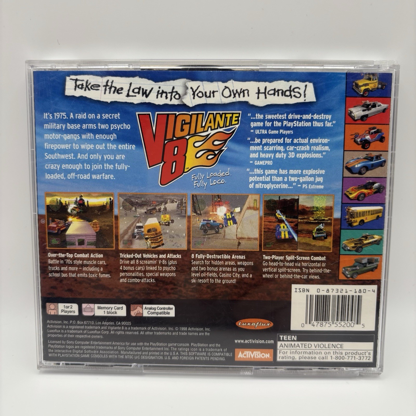 Vigilante 8 Sony PlayStation 1 – CIB – No Reg Card – Rough Manual -Tested- READ