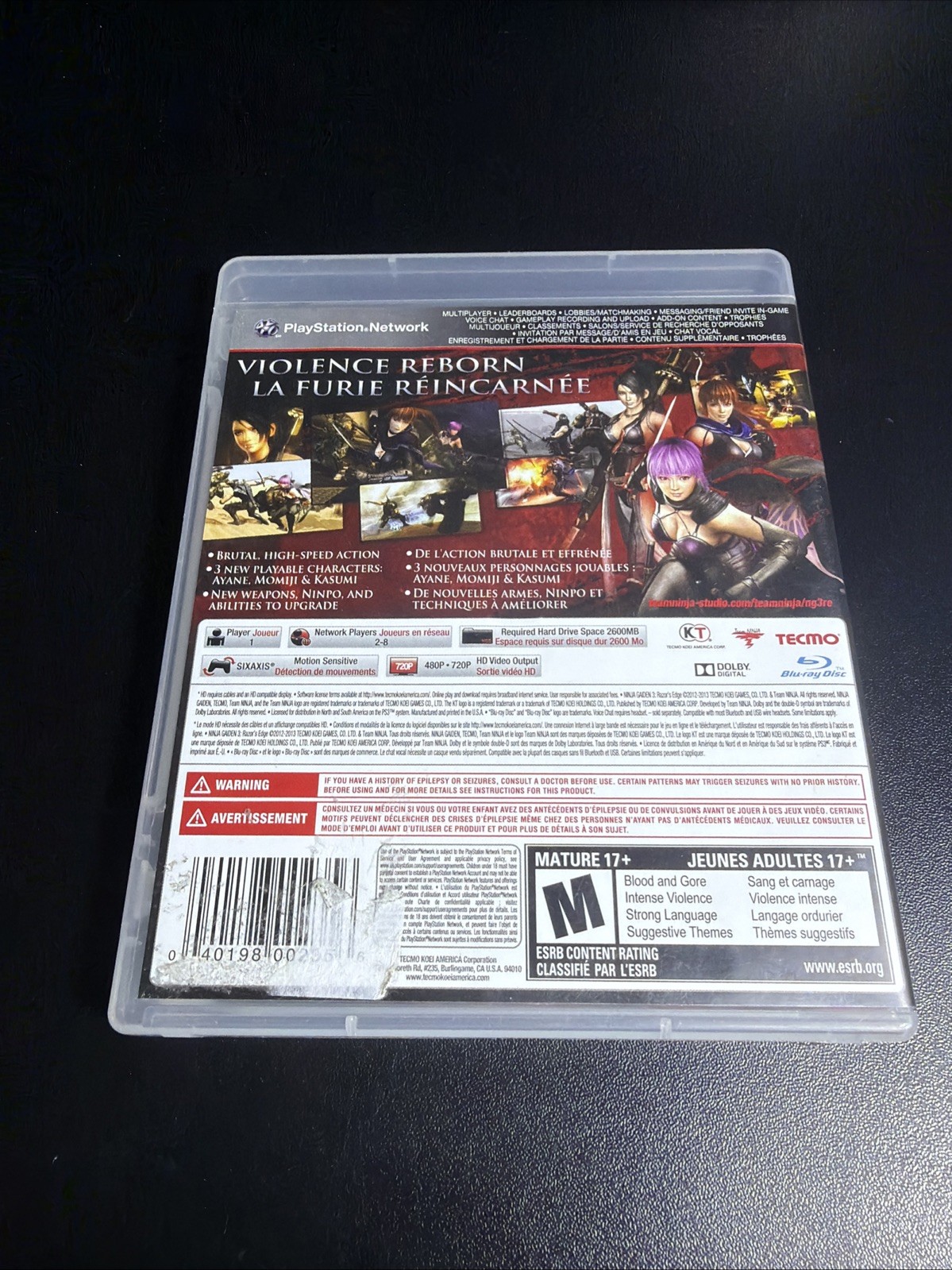 Ninja Gaiden 3: Razor’s Edge (Sony PlayStation 3) CIB Tested & Working