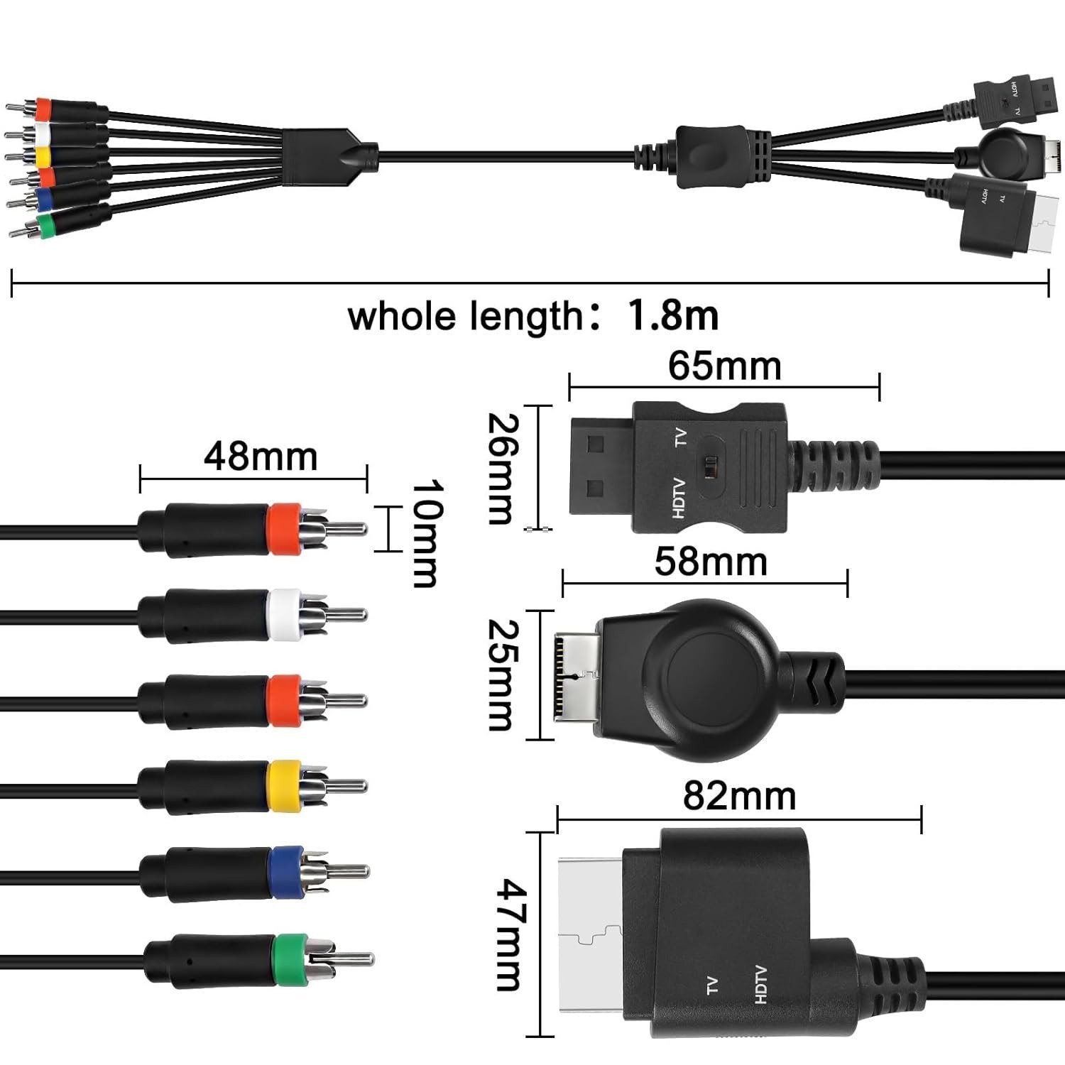 PS2 PS3 Component RCA AV HDTV Cable Compatible with Xbox 360 / WII RCA YPbPr …