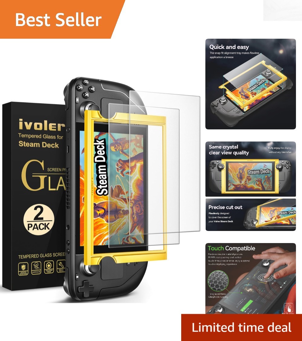 Ultra-Clear Anti-Fingerprint Screen Protector for Steam Deck 7”/7.4” – 2 Pack