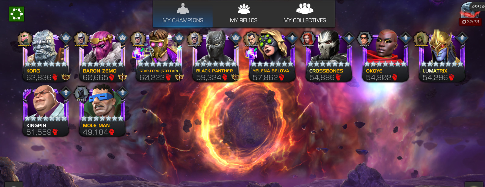 MCOC Top Account – 17 r5s +1 pending – Over 44k prestige