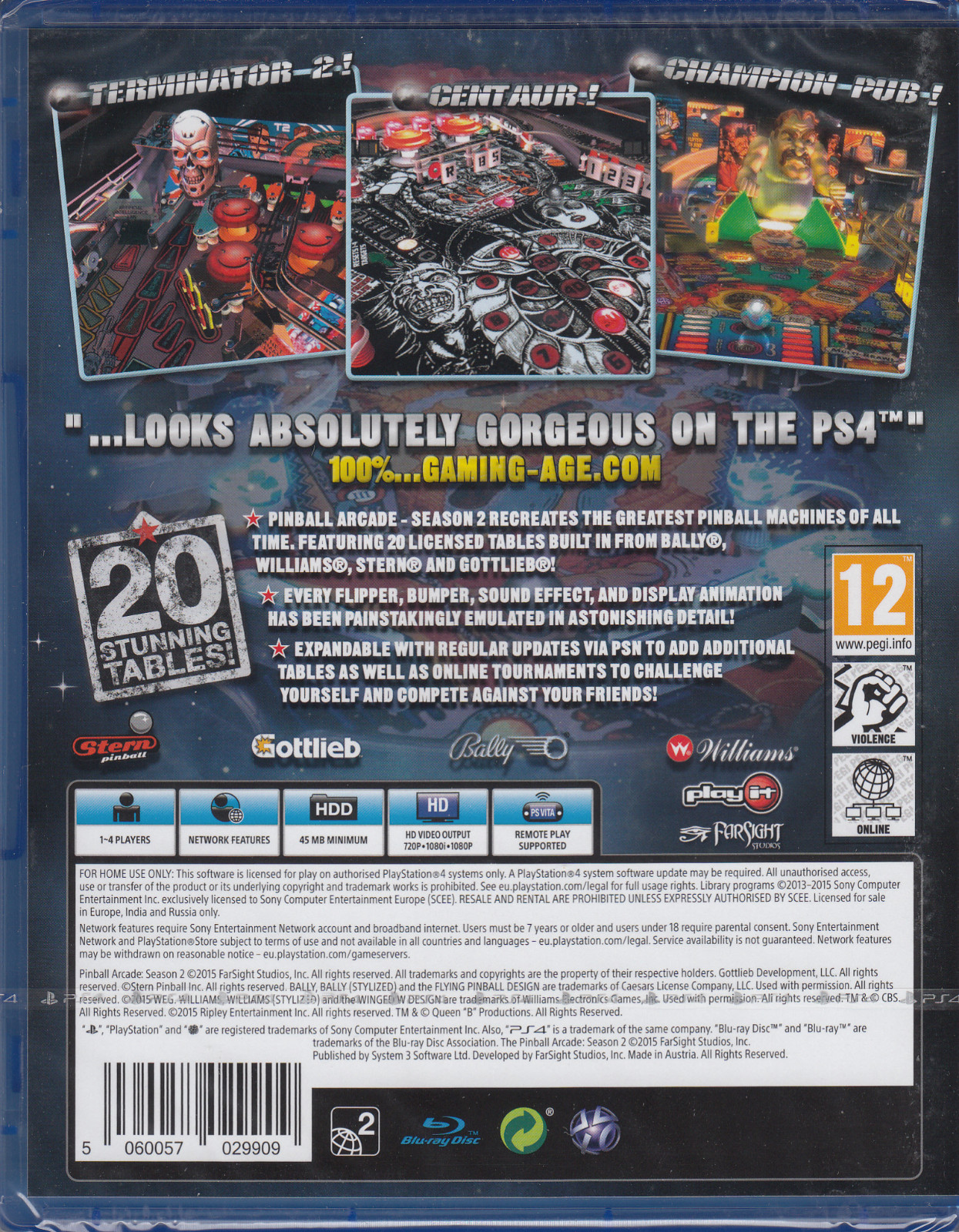 The Pinball Arcade Season 2 PS4 Sony PlayStation 4 Brand New Factory Sealed