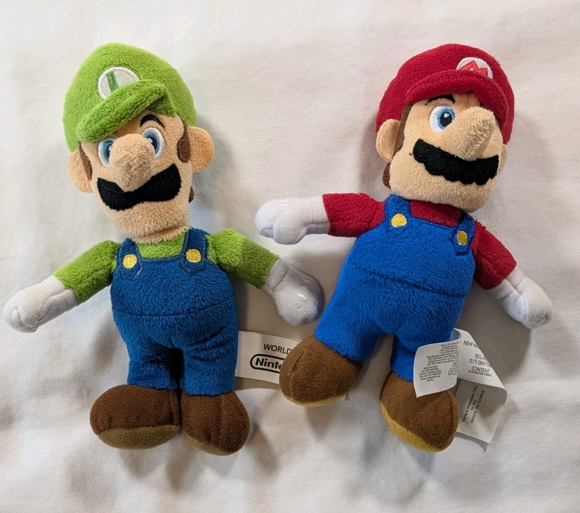 Nintendo World of Nintendo Mario & Luigi Plush Lot Of 2 2017 Jakks Pacific 8″