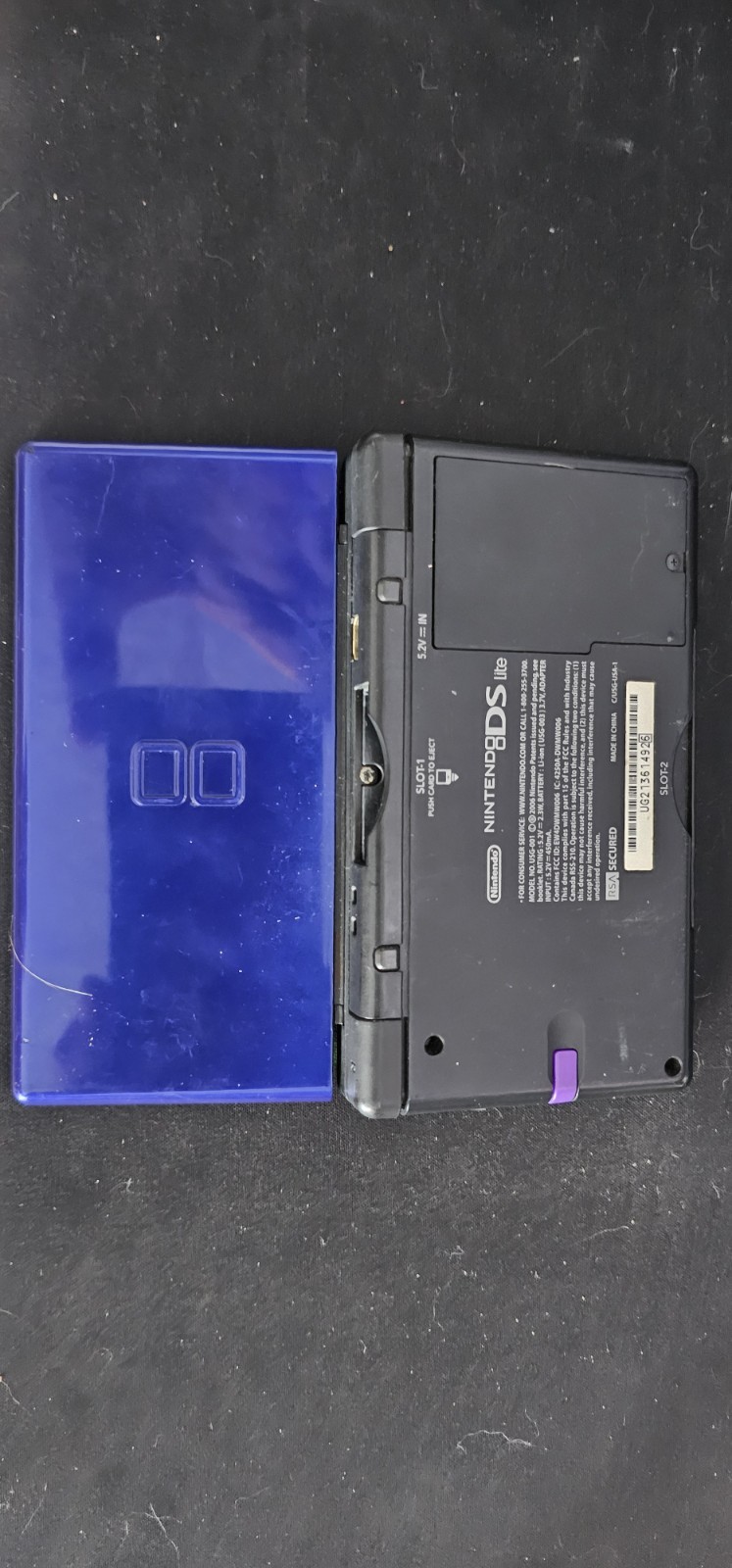 Nintendo DS Lite USG-001 Blue/Black Handheld Console Wi-Fi Headphone Jack