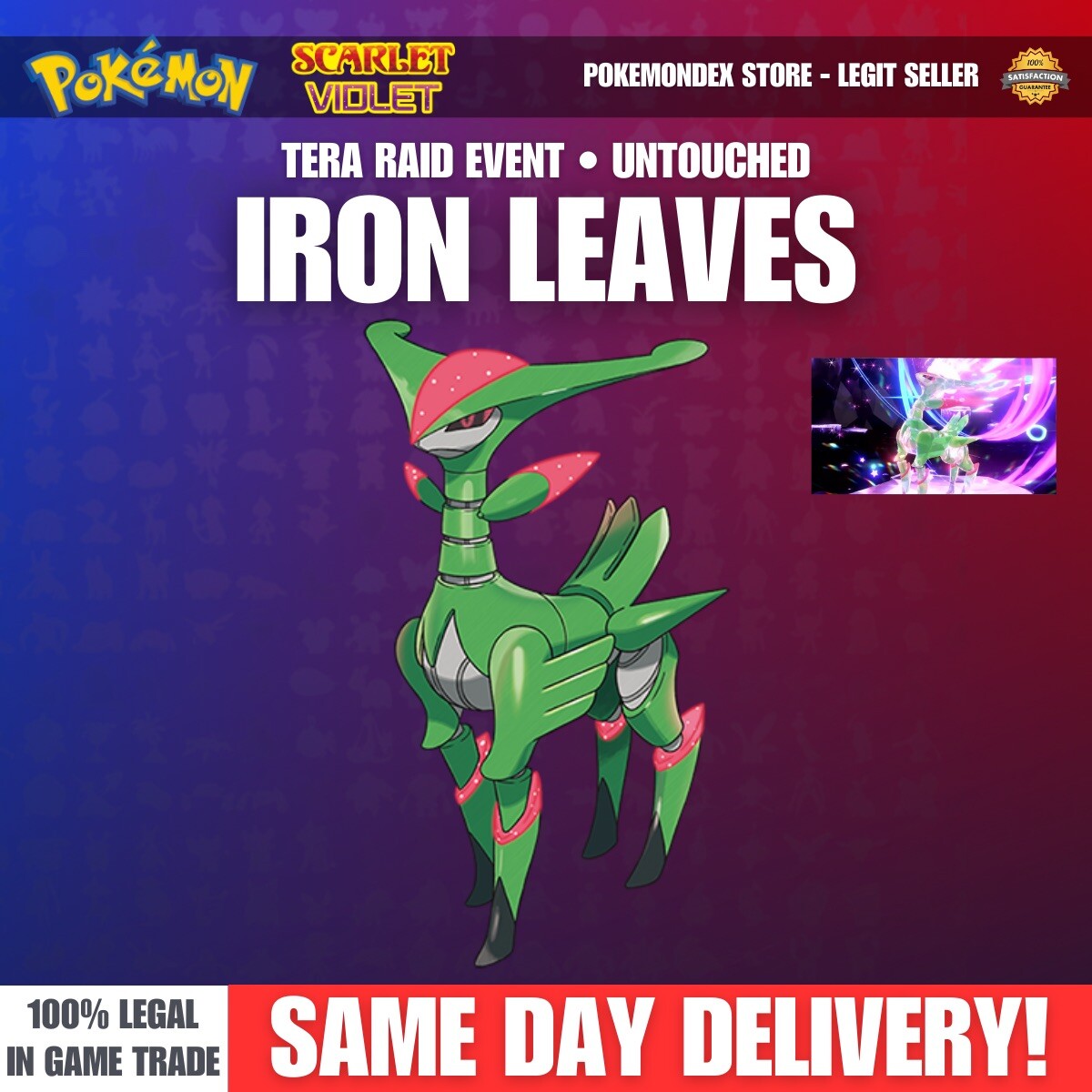 Pokemon Scarlet And Violet – ⭐️ IRON LEAVES ⭐️ PARADOX ⭐️ UNTOUCHED!