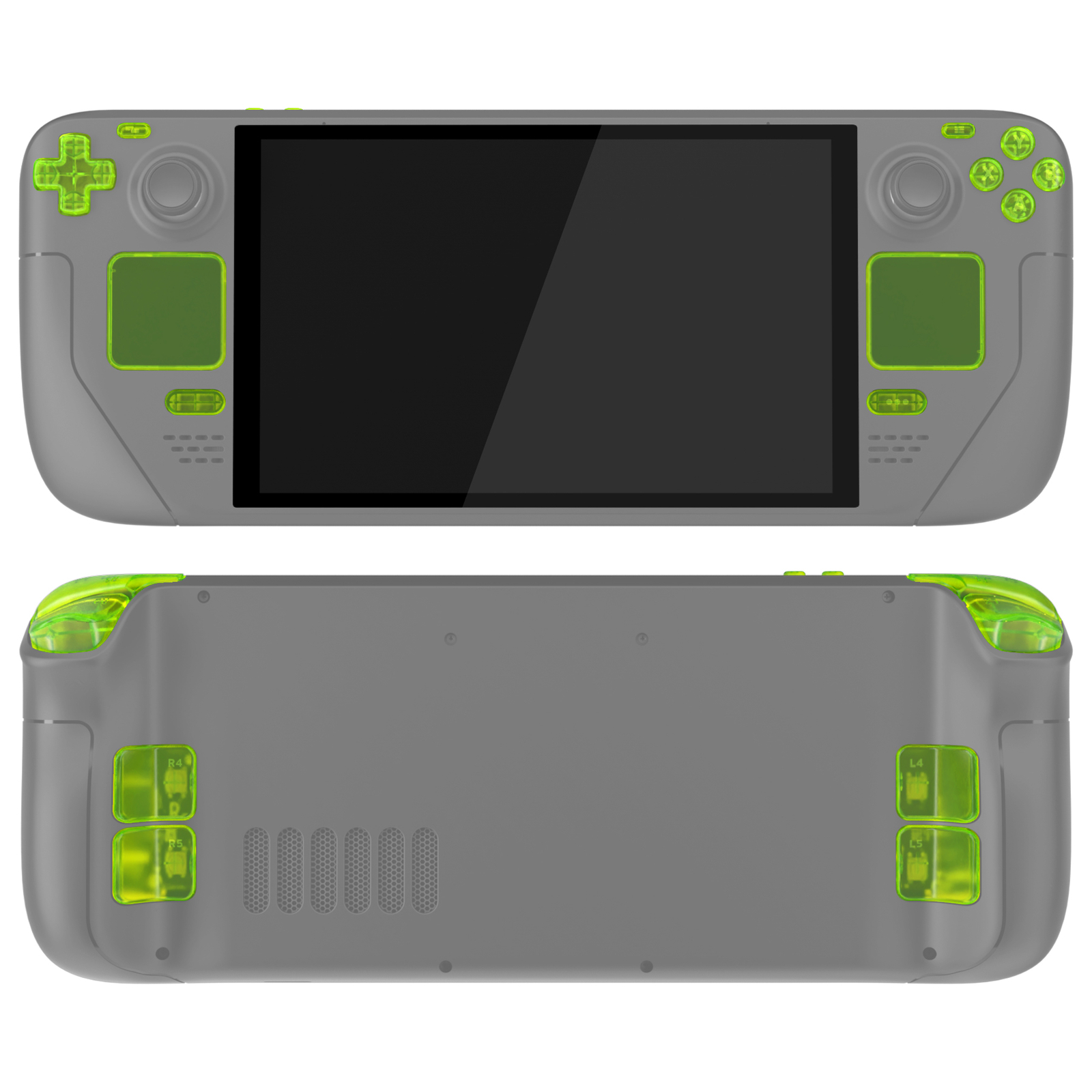 eXtremeRate DIY Clear Lime Green Full Button Set for Steam Deck OLED ABXY, D-Pad