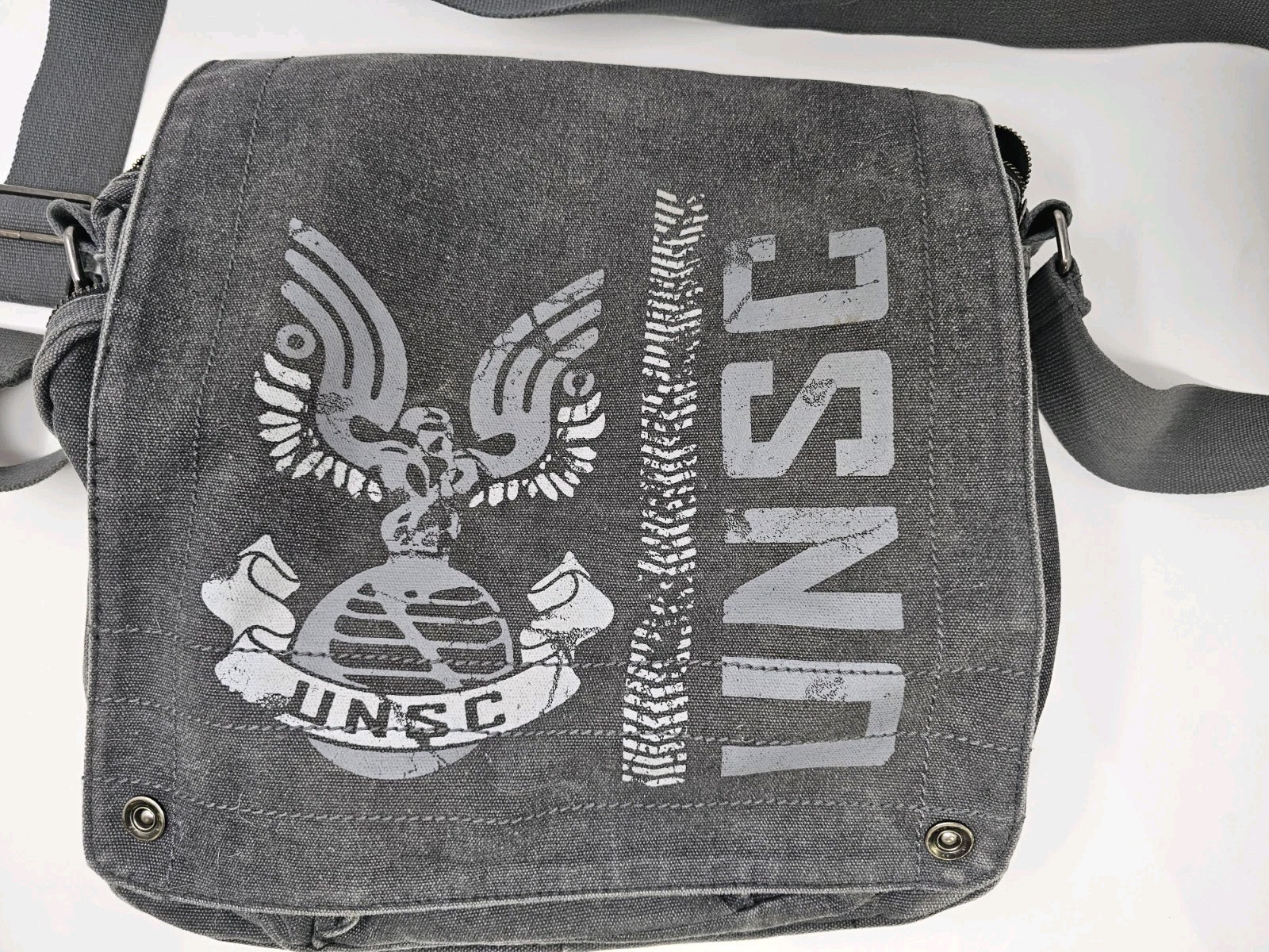 RARE 2007 UNSC Microsoft Halo 3 XBOX Gray Canvas Messenger Bag Master Chief