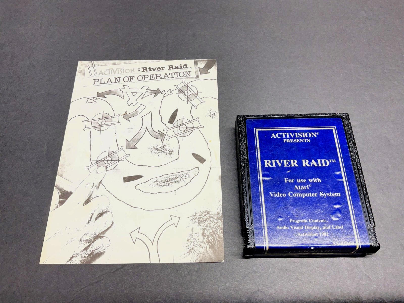 Atari 2600 River Raid Blue Label Game and Manual Tested