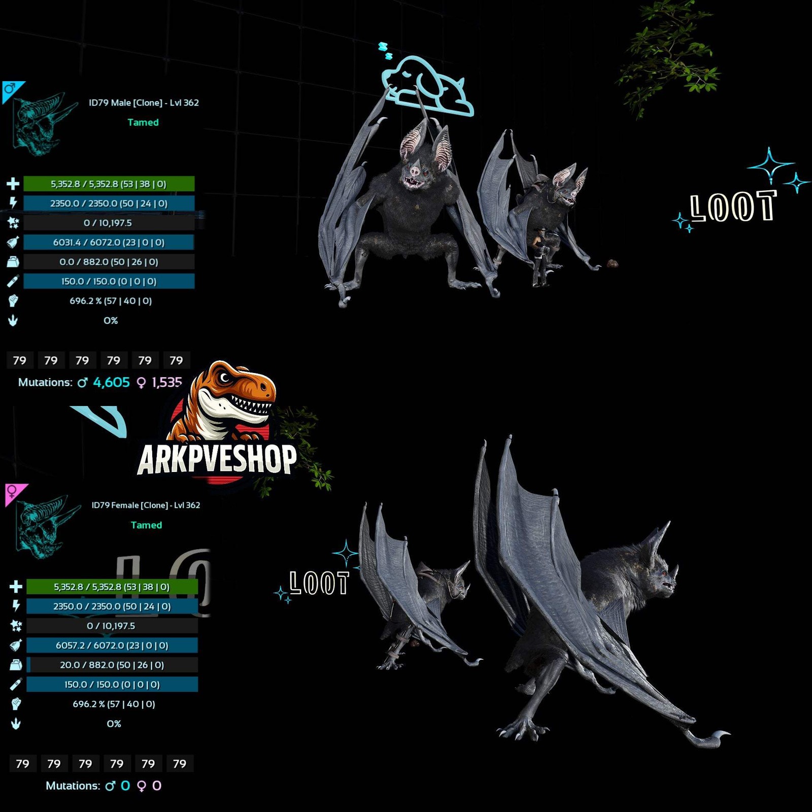 Desmodus Lvl362 696Melee Clone ASA PVE 🦖ARK Survival Ascended