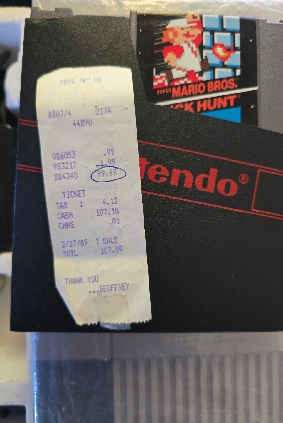 Nintendo Entertainment System With Toys R Us Receipt CIB