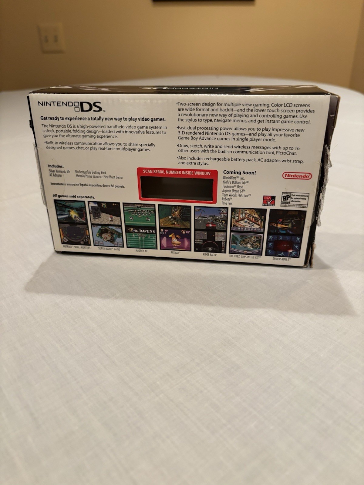Silver Nintendo DS Handheld System With Metroid Prime Hunters First Hunt Tested