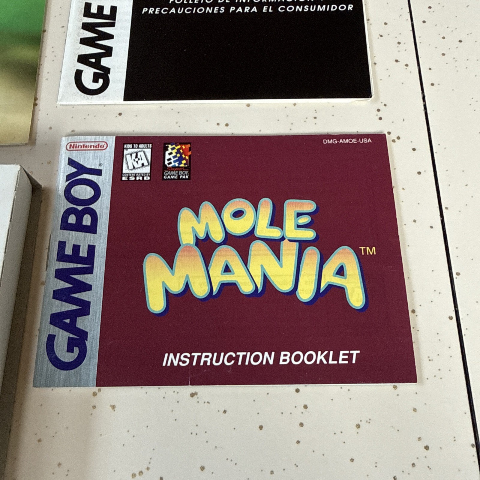 Mole Mania (Nintendo Gameboy Game Boy) Complete CIB excellent
