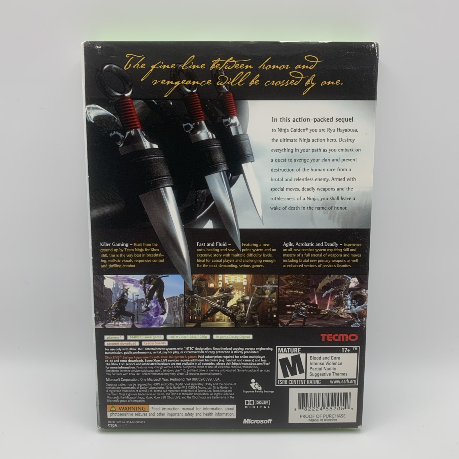 Ninja Gaiden II (Microsoft Xbox 360, 2008) Slipcover Tested Working Fast Ship!