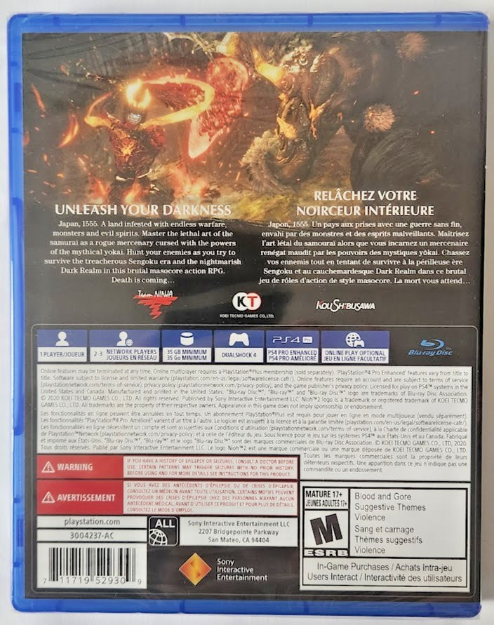 Nioh 2 PS4 Brand New Game (2020 Action RPG)