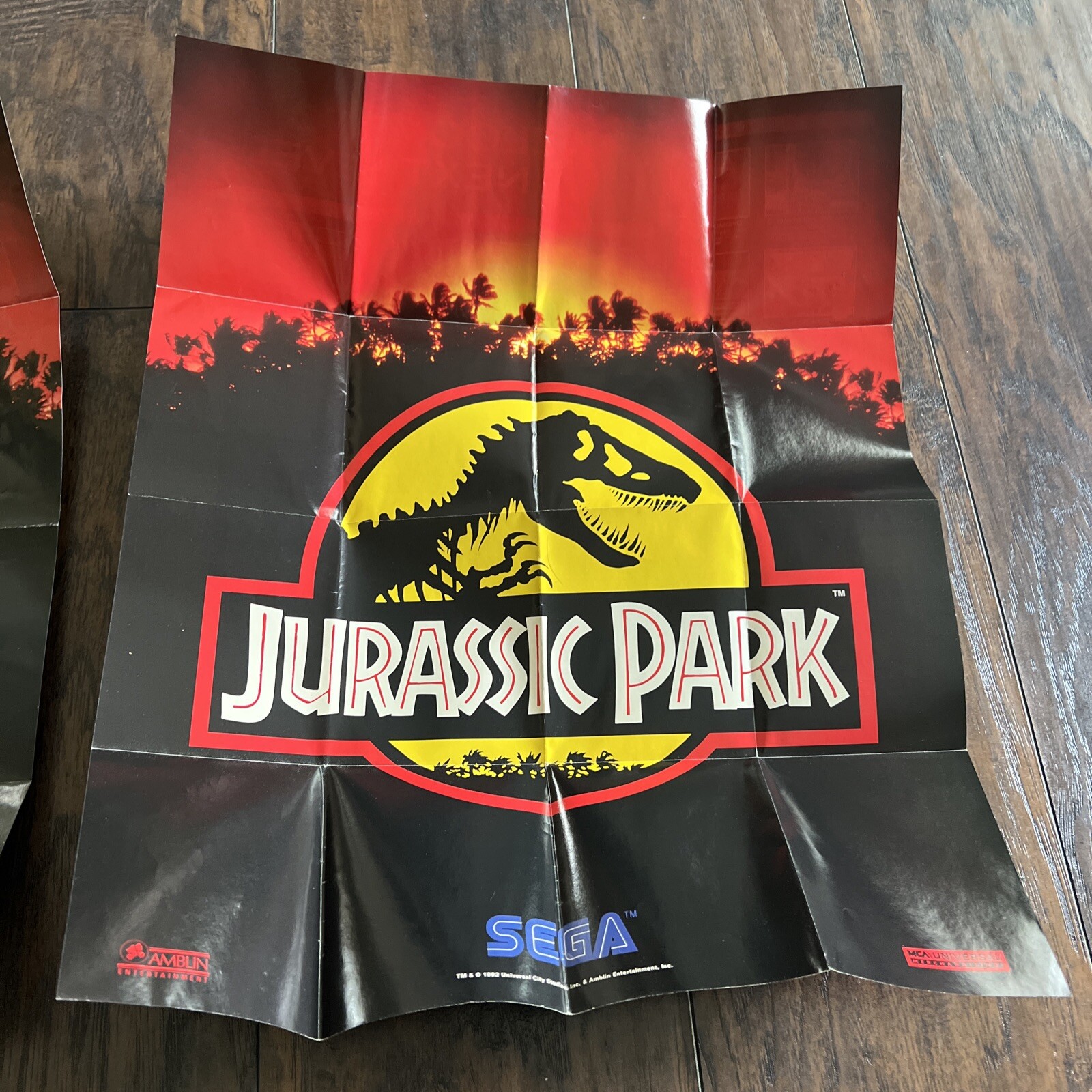 2 Jurassic Park Sega Genesis / Game Gear 1993 Fold Out Insert Poster Both GUC