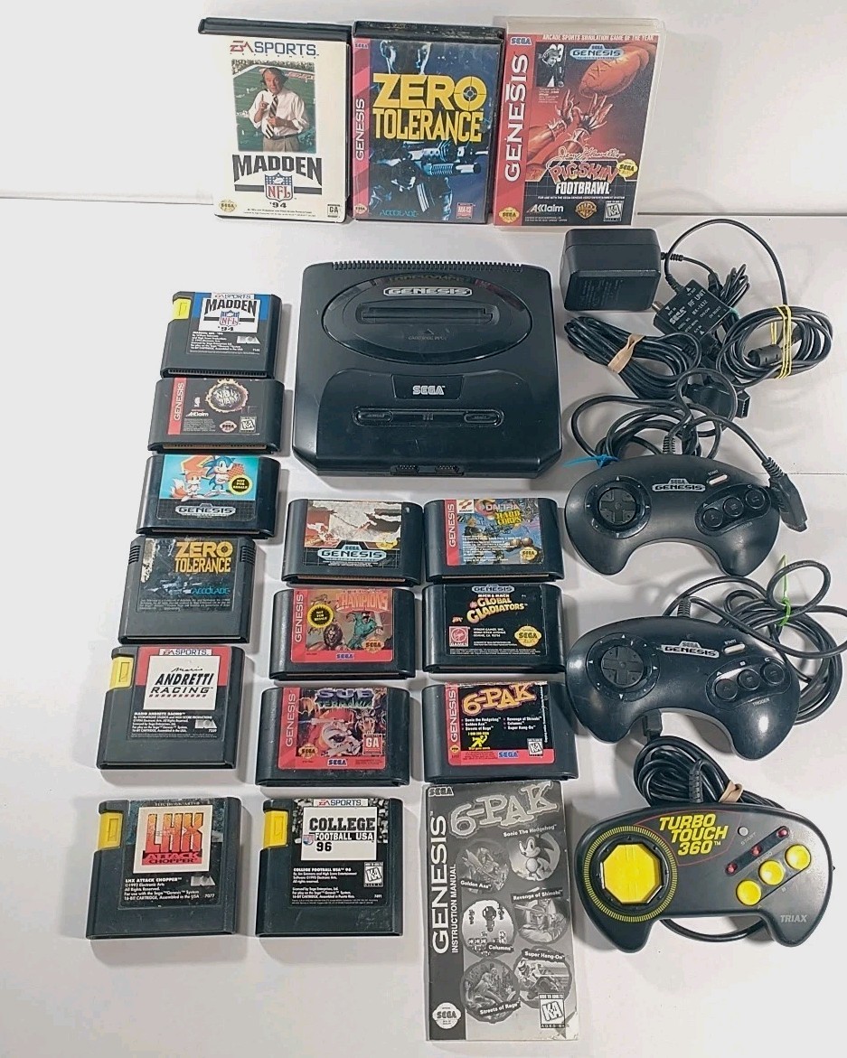 Sega Genesis Console Model MK-1631 + 13 Games & 3 Controllers Tested READ