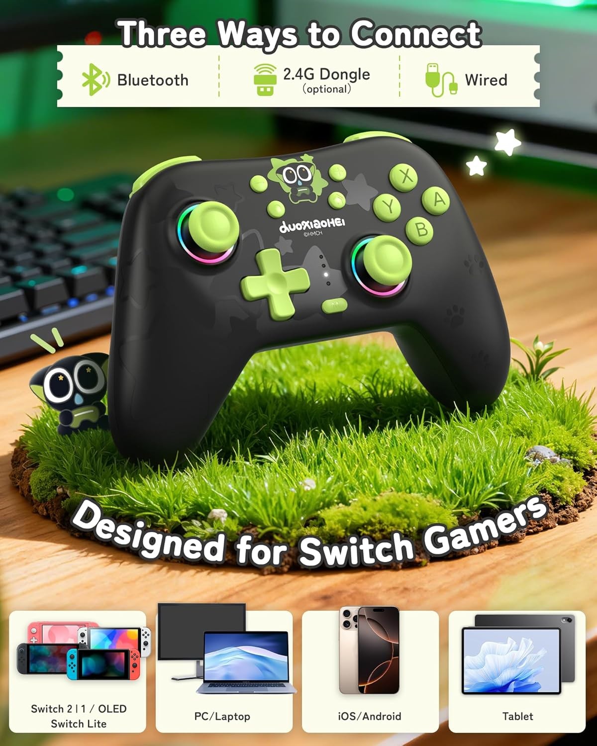 GeekShare Switch Controller Hall Effect Controllers Wireless for PC,Android,iOS