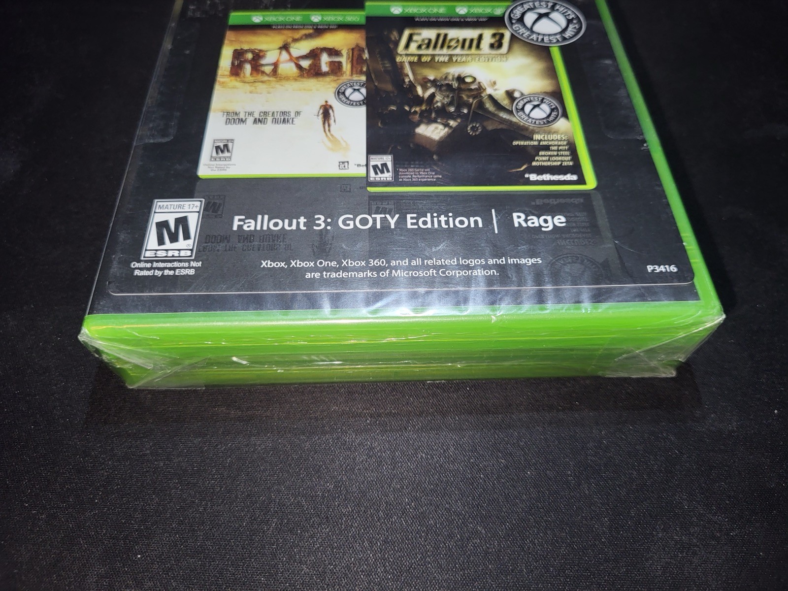 Xbox Greatest Hits 2 Pack Fallout 3 GOTY Edition/Rage Xbox 360/One NEW SEALED