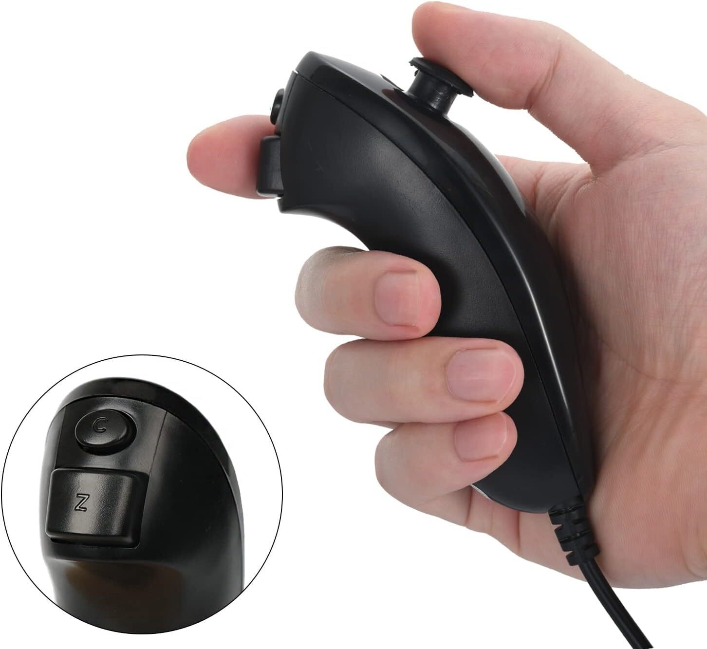 Wii Nunchuck Black For Nintendo Video Game Controller Remote For Wii & Wii U