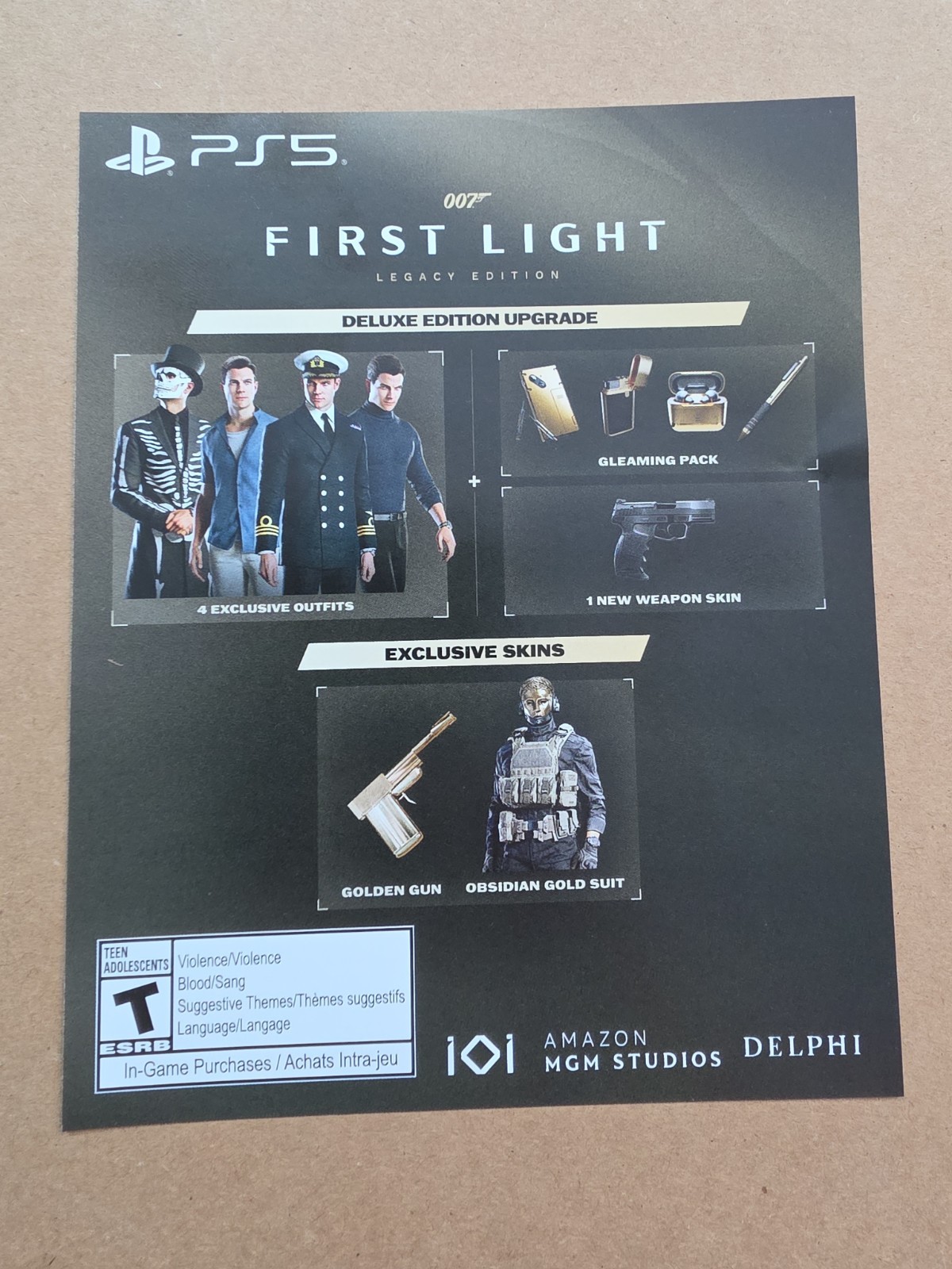 007 First Light Legacy Edition Deluxe Edition Upgrade PS5 PlayStation 5 DLC CODE