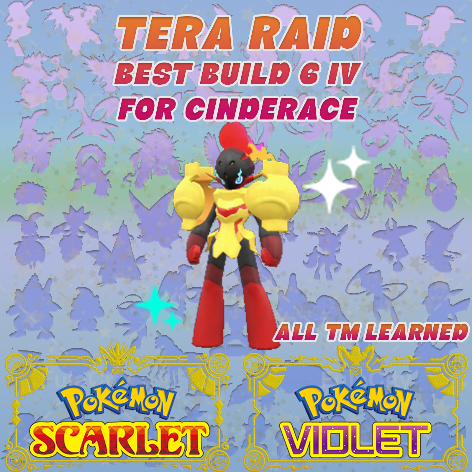ARMAROUGE ⚡ CINDERACE TERA RAID • 6 IV • EVS • ALL TMs ⚡ POKEMON SCARLET VIOLET