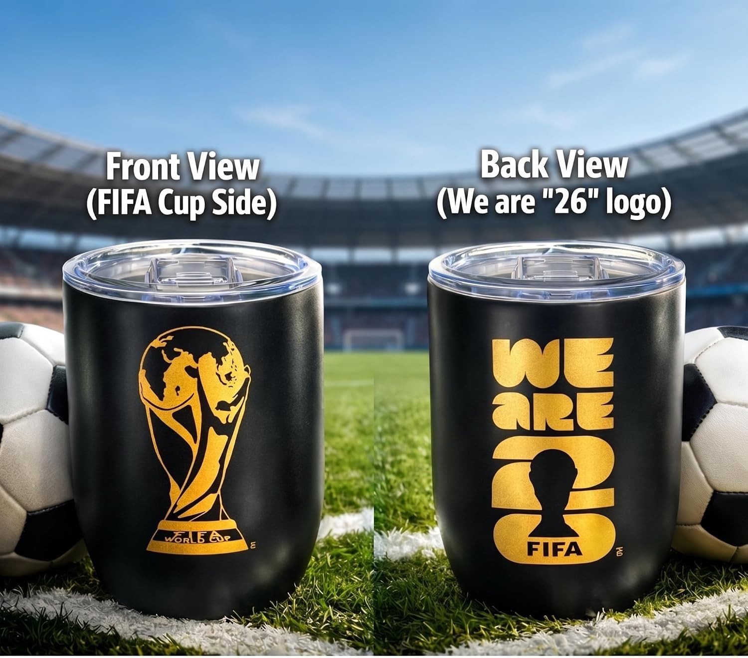 NEW Official 2026 FIFA World Cup 12oz Insulated Wine Tumbler Stainless Steel mug