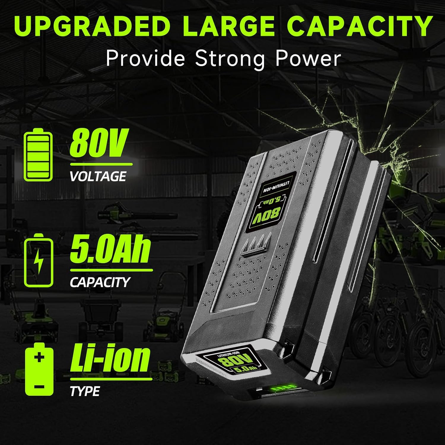 5000Mah 80V GBA80200 Battery for Greenworks 80V Max Series GBA80250 GBA80500