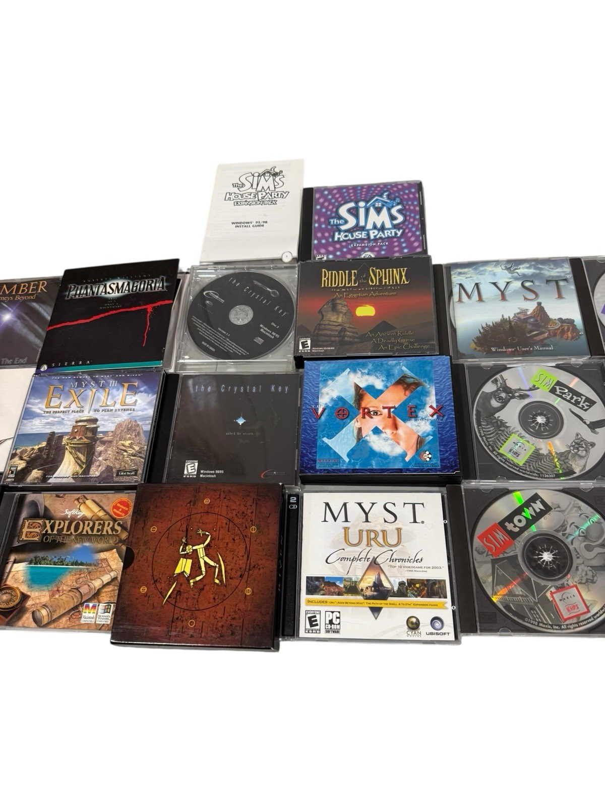 Huge Lot Of 18 Y2K Early 2000’s PC Computer Games MYST Sims Reah Vortex Exile