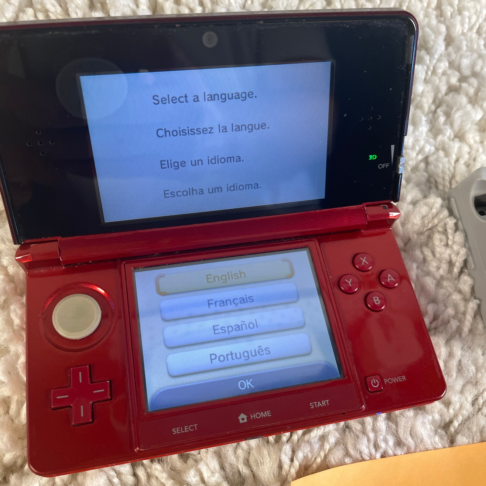 Nintendo 3DS Flame Red Handheld Console System CTR-001 READ