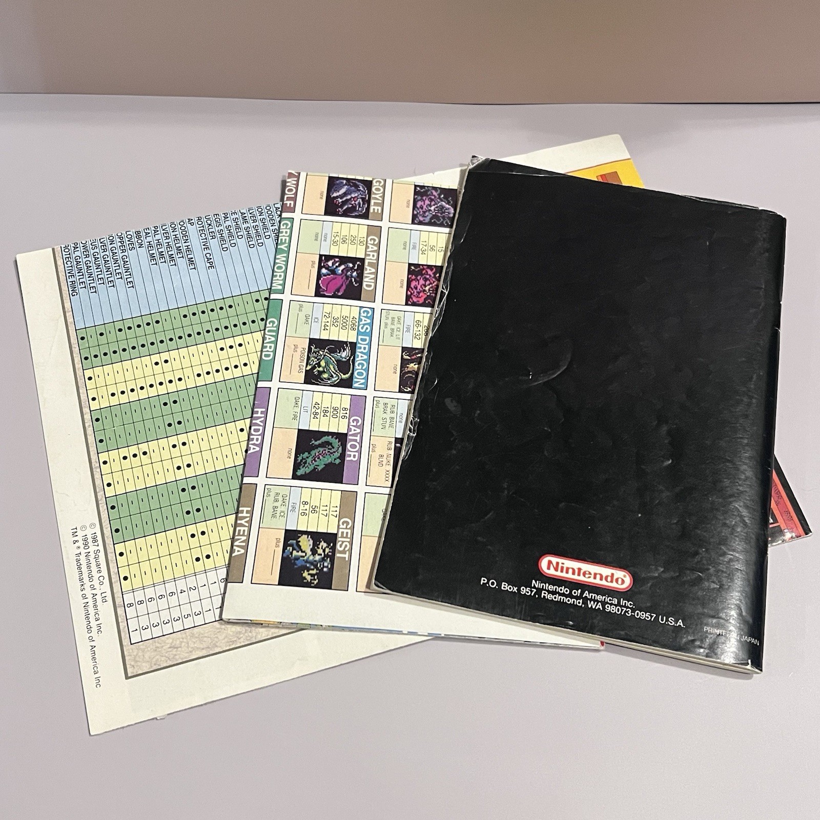 Nintendo Final Fantasy NES Manual World Map Monster Chart Dungeon Map Minty Box