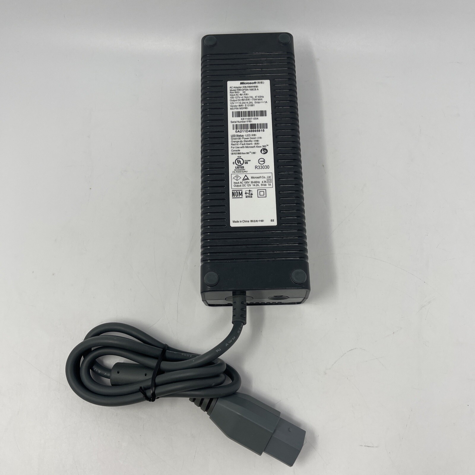 Genuine OEM Microsoft DPSN-168CB A Xbox 360 Power Supply Brick X811687-004