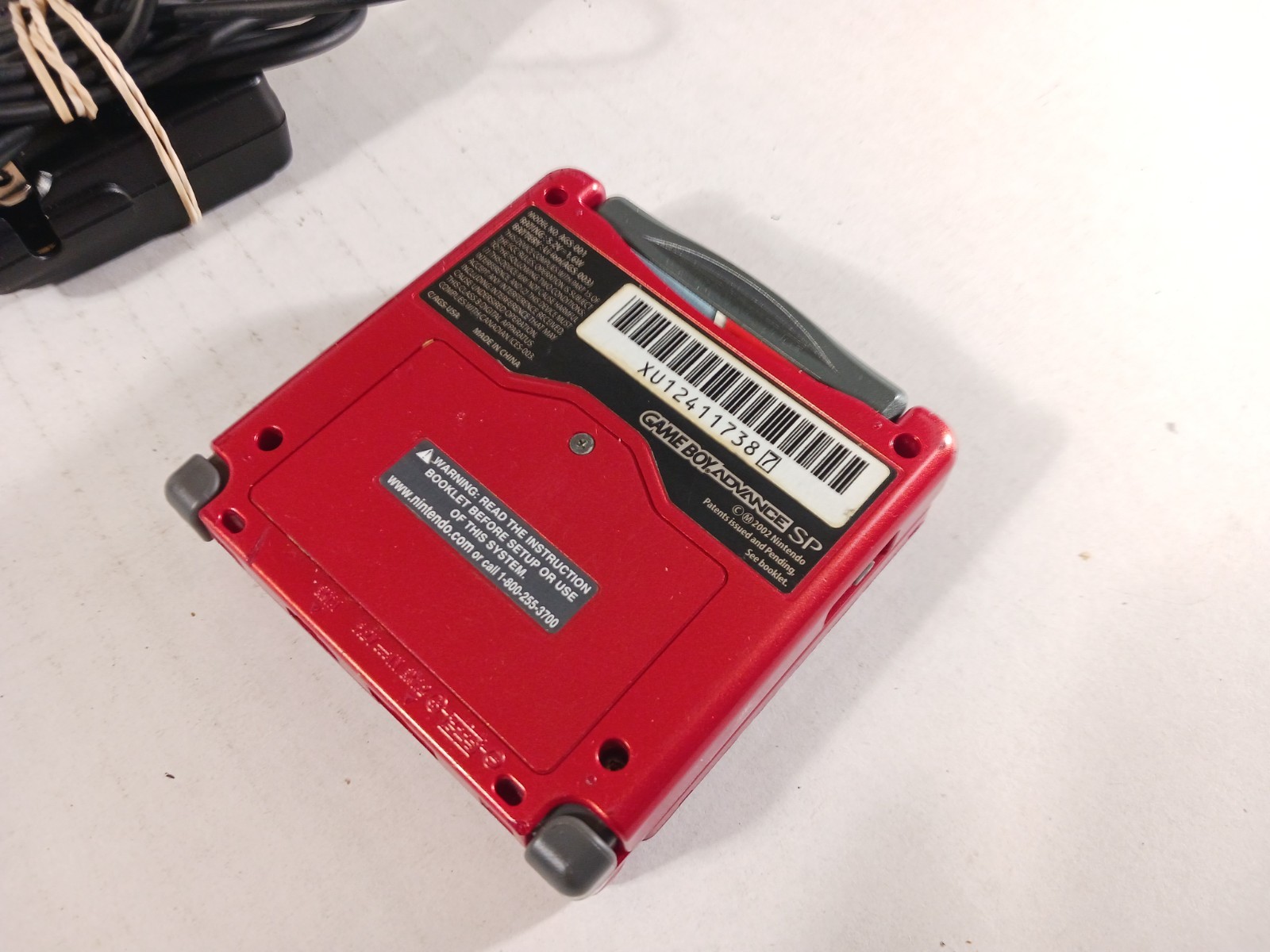 GBA SP Console Flame Red AGS-001 Nintendo Game Boy Advance Tested Good Shape