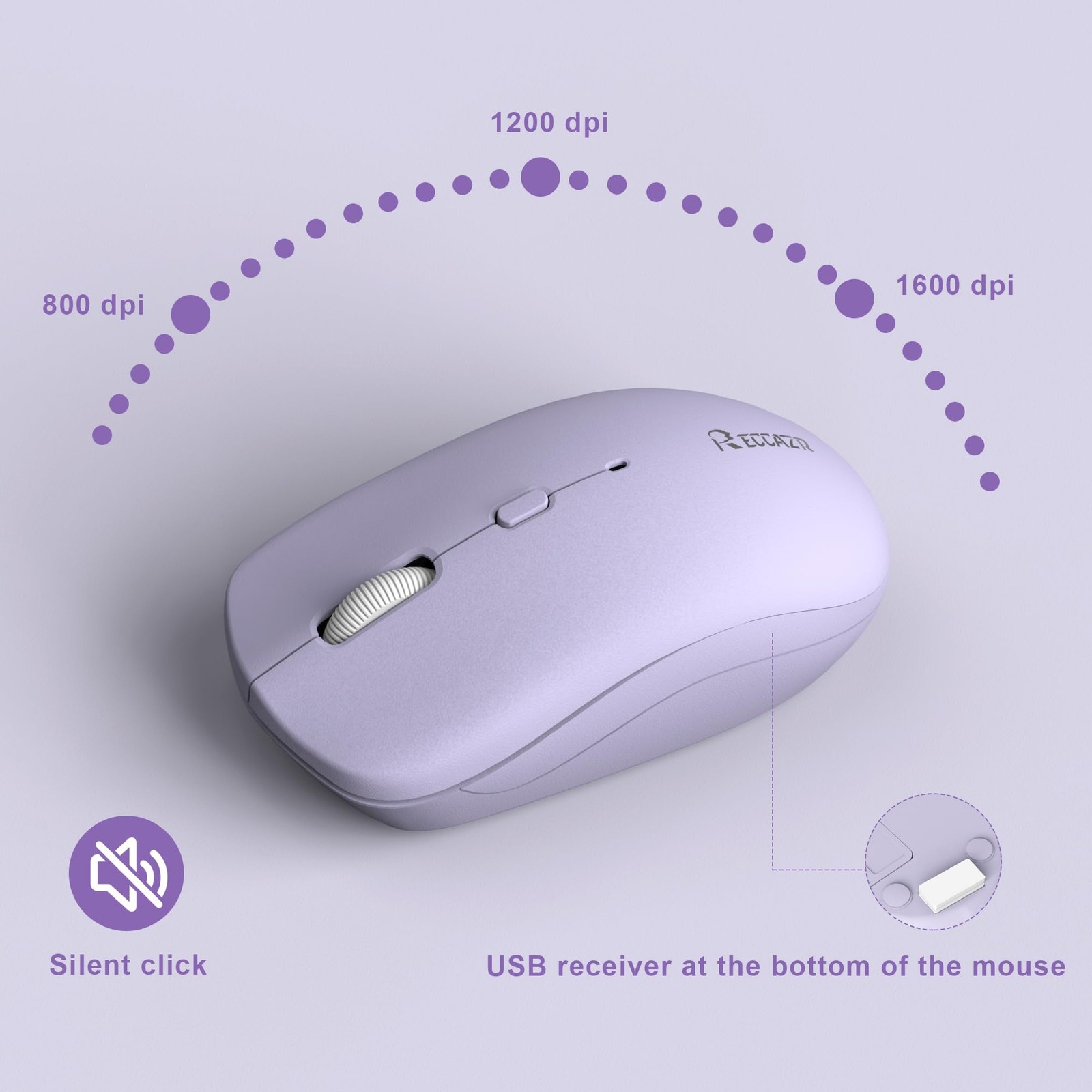 Wireless Keyboard and Mouse Combo, Full-Sized Purple