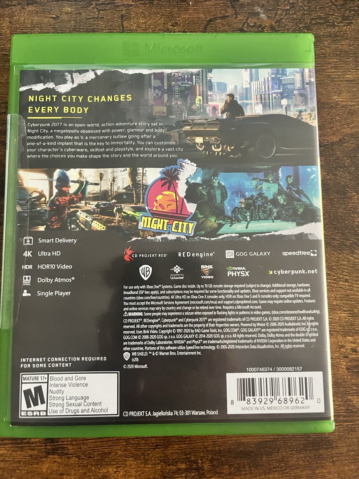 Cyberpunk 2077 Xbox One Complete CIB Smart Delivery Brand New Unopened