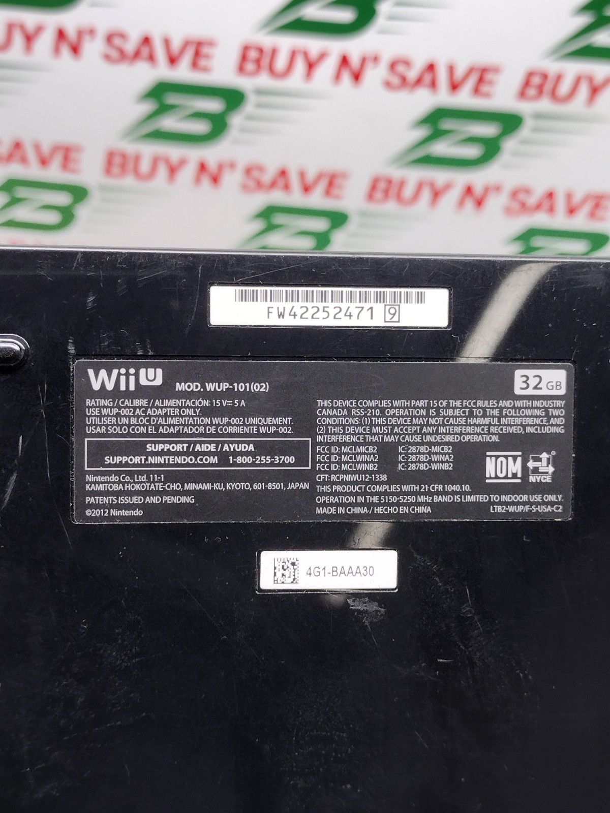 Nintendo Wii U Console WUP-101 & Game Pad WUP-010 Black w/ Cables & Dock – USED