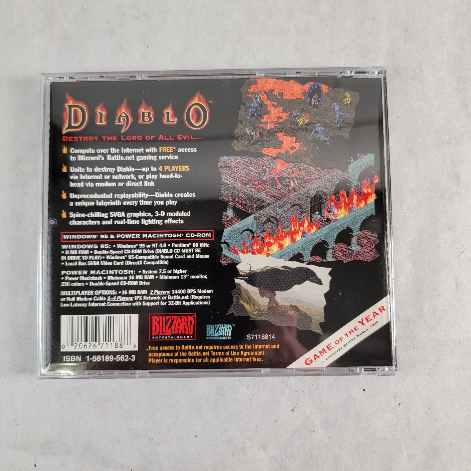 Diablo 1 PC CD-ROM 1998 Blizzard Entertainment Complete Windows 95 Mac