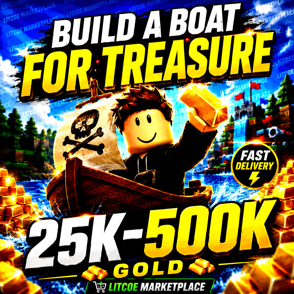 🪙🤑ROBLOX BUILD A BOAT FOR TREASURE GOLD🤑🪙 | 25K – 500K | ✅TRUSTED ✅